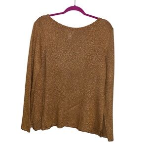 Talbots linen blend knit blouse tan lagenlook fall neutral XL business casual